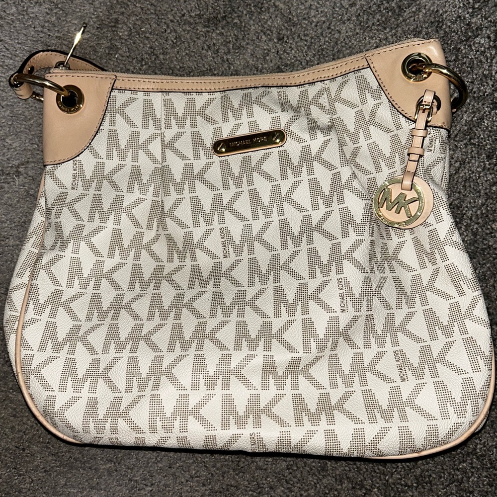 Michael Kors Cream and Tan Shoulder Bag